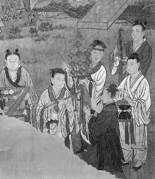道教乐队：笛、云锣、笙、鼓等