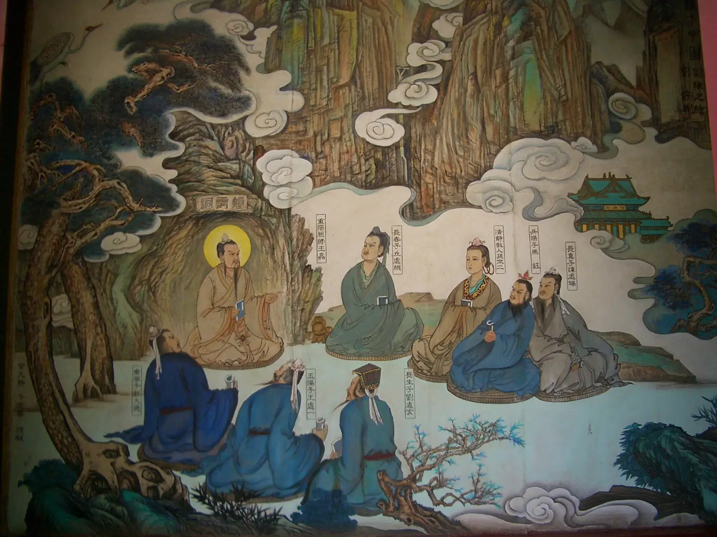 武汉长春观壁画:王重阳与弟子